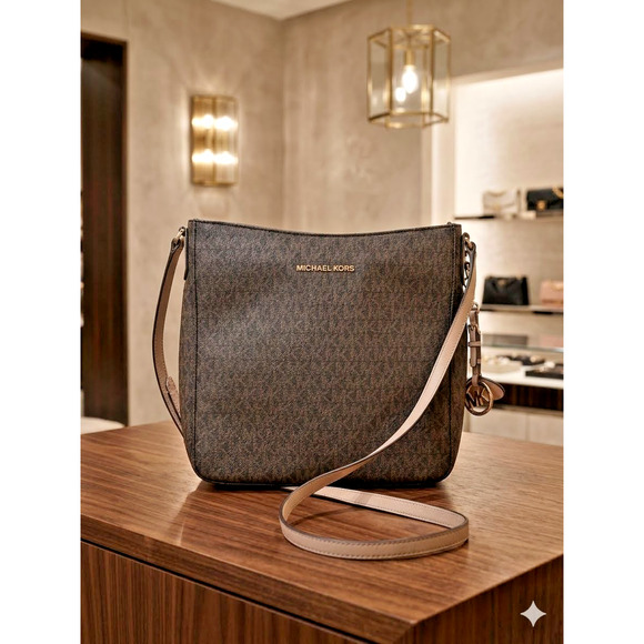 Michael Kors Handbags - Michael Kors Jet Set East West Large Crossbody Bag Brown Monogram Canvas Purse